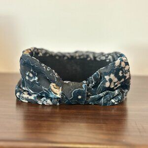 Knit Headwrap with Floral Flocking, Womens One Size